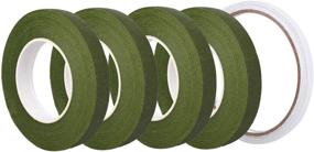 img 4 attached to 🌸 Pack of 4 Floral Stem Wrap Tapes (1/2 Inch) for Wedding Bouquets, Flower Pens, and Artificial Flower Decorations - Includes 1 Roll of Double-Sided Adhesive Tape (Light Green)