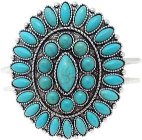 img 2 attached to Turquoise Western Concho Design 💠 Oval Hinge Navajo Bracelet by Emulily