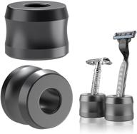 🪒 linkidea 2 pack safety razor stand - 0.7” opening diameter (18.5mm) - aluminum alloy men's shaving stand for bathroom countertops - dark grey logo