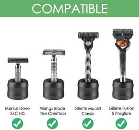 img 3 attached to 🪒 Linkidea 2 Pack Safety Razor Stand - 0.7” Opening Diameter (18.5mm) - Aluminum Alloy Men's Shaving Stand for Bathroom Countertops - Dark Grey
