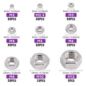 img 3 attached to 🔩 Comprehensive Coarse Thread Hex Nut Assortment Kit - 495Pcs Metric 304 Stainless Steel 9 Sizes (M2-M12)