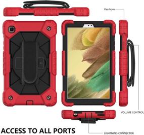 img 2 attached to Rugged Full-Body Protection Cover for Galaxy Tab A7 Lite 8.7 - Bingcok Case with Hand Strap & Shoulder Strap (3-Red+Black) - Samsung SM-T220 / T225 (2021)