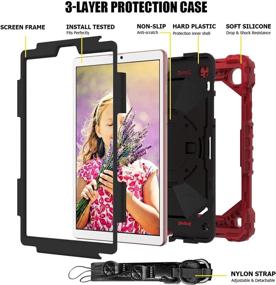 img 3 attached to Rugged Full-Body Protection Cover for Galaxy Tab A7 Lite 8.7 - Bingcok Case with Hand Strap & Shoulder Strap (3-Red+Black) - Samsung SM-T220 / T225 (2021)