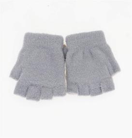 img 1 attached to 🦊 Cute Fox Convertible Gloves for Kids Boys and Girls - Knitted Winter Fingerless Flip Top Mittens for Toddlers