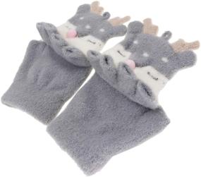 img 2 attached to 🦊 Cute Fox Convertible Gloves for Kids Boys and Girls - Knitted Winter Fingerless Flip Top Mittens for Toddlers