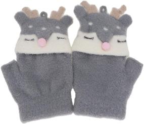 img 3 attached to 🦊 Cute Fox Convertible Gloves for Kids Boys and Girls - Knitted Winter Fingerless Flip Top Mittens for Toddlers