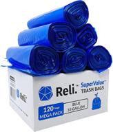 🔵 синие переработочные мешки reli supervalue (120 штук) - мешки для мусора 30-33 галлонов, произведены в сша, также подходят для ёмкостей объемом 30, 33, 35 галлонов. логотип