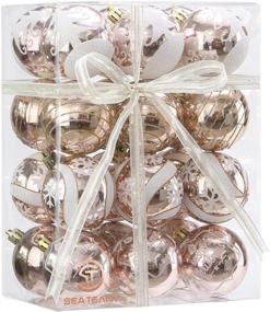 img 4 attached to 🎄 Sea Team 60mm/2.36" Exquisite Painted Sparkling Shatterproof Christmas Ball Ornaments Decorative Hanging Baubles Set for Xmas Tree - 24 Counts (Rose Gold)