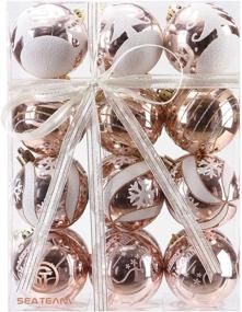 img 3 attached to 🎄 Sea Team 60mm/2.36" Exquisite Painted Sparkling Shatterproof Christmas Ball Ornaments Decorative Hanging Baubles Set for Xmas Tree - 24 Counts (Rose Gold)