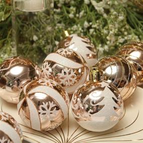 img 1 attached to 🎄 Sea Team 60mm/2.36" Exquisite Painted Sparkling Shatterproof Christmas Ball Ornaments Decorative Hanging Baubles Set for Xmas Tree - 24 Counts (Rose Gold)