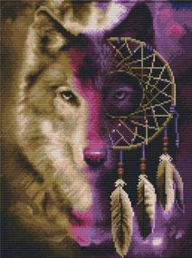 img 3 attached to Wolf and Dream Catcher Embroidery Cross Stitch Kit: Detailed Stamped Design with Printed Pattern Starter Set