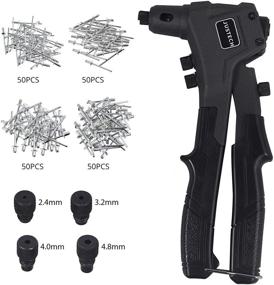 img 4 attached to 🔧 Justech Rivet Gun Kit: 200PCs Rivets, 4 Heads | Heavy Duty 8" Single Hand Tool for Automotive, Furniture, Metal, Plastic