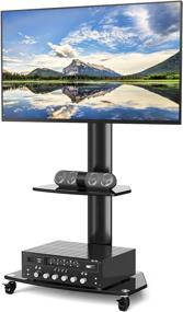 img 4 attached to 📺 Rolling TV Stand with Swivel Mount for 27-55" Flat/Curved Screens - TAVR Mobile Floor TV Stand with Wheels, Tempered Glass Shelves, Cable Management - Ideal for Home or Office Use (Black)