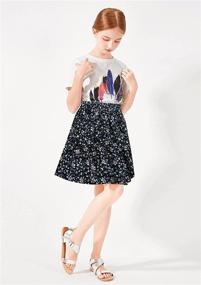 img 2 attached to 🌸 SOLOCOTE Summer Floral Casual Elastic Girls' Skirts & Skorts