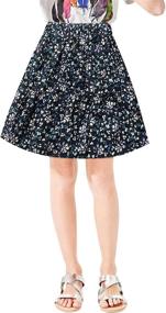 img 4 attached to 🌸 SOLOCOTE Summer Floral Casual Elastic Girls' Skirts & Skorts