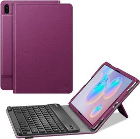 img 4 attached to 🔮 Fintie Keyboard Case for Samsung Galaxy Tab S6 10.5" 2019: Purple Folio Stand Cover with Bluetooth Keyboard and Patented S Pen Slot