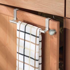 img 3 attached to 🧺 mDesign Kitchen Towel Bar - Decorative Metal Over Cabinet Door Hanger for Hand, Dish, and Tea Towels - Inside or Outside Hanging, Storage and Display Rack - 9.2" Wide - Satin Finish