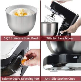 img 1 attached to 🥣 Efficient Stand Mixer with 5-Quart Stainless Steel Bowl and Upgraded Dishwasher Safe Attachment - CUSIMAX Dough Mixer Tilt-Head Electric Mixer with Dough Hook, Mixing Beater, Whisk, and Splash Guard