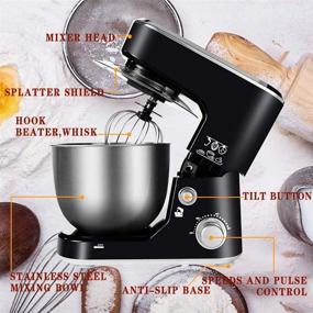 img 3 attached to 🥣 Efficient Stand Mixer with 5-Quart Stainless Steel Bowl and Upgraded Dishwasher Safe Attachment - CUSIMAX Dough Mixer Tilt-Head Electric Mixer with Dough Hook, Mixing Beater, Whisk, and Splash Guard