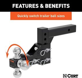 img 1 attached to 🚚 CURT 45799 Adjustable Trailer Hitch Ball Mount for 2-Inch Receiver - 5-3/4-Inch Drop - 1-7/8, 2, 2-5/16-Inch Balls - 10,000 lbs Capacity