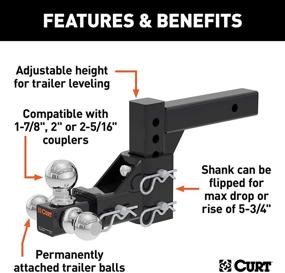 img 2 attached to 🚚 CURT 45799 Adjustable Trailer Hitch Ball Mount for 2-Inch Receiver - 5-3/4-Inch Drop - 1-7/8, 2, 2-5/16-Inch Balls - 10,000 lbs Capacity