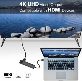 img 1 attached to 💻 USB C Hub with Ethernet Port, 4K HDMI, USB 3.0 and USB 3.1 Charging Ports - Compatible with MacBook/Pro/Air, Android Phone, Laptops, Tablet and More
