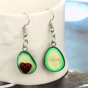 img 1 attached to 🥑 SMALLLOVE Handmade Avocado BFF Friendship Earrings | Cute Heart-shaped Green Fruit Charm Jewelry for Women & Girls | Miniature Nucleus | Perfect Gifts