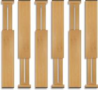 🎍 bamboo drawer dividers organizers 6 pack - expandable 11.9"-16.5" - wood organizer for dresser, kitchen, bedroom, office desk, bathroom & baby drawer storage логотип