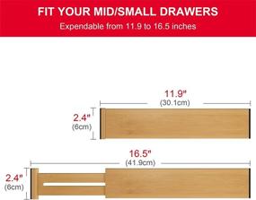 img 3 attached to 🎍 Bamboo Drawer Dividers Organizers 6 Pack - Expandable 11.9"-16.5" - Wood Organizer for Dresser, Kitchen, Bedroom, Office Desk, Bathroom & Baby Drawer Storage