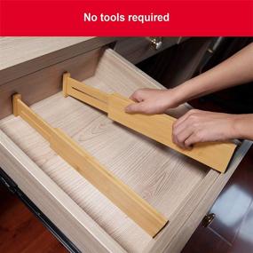 img 1 attached to 🎍 Bamboo Drawer Dividers Organizers 6 Pack - Expandable 11.9"-16.5" - Wood Organizer for Dresser, Kitchen, Bedroom, Office Desk, Bathroom & Baby Drawer Storage