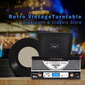 img 1 attached to 🎵 Pyle Vintage Turntable - Retro Vinyl Stereo System with Bluetooth, USB Reader, SD Card Slot and 3-Inch Speakers - Convert Audio Files to MP3 with Remote and LCD Display (PTR8UBTBK)