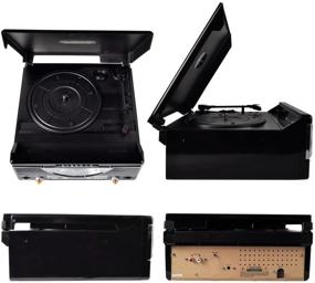 img 2 attached to 🎵 Pyle Vintage Turntable - Retro Vinyl Stereo System with Bluetooth, USB Reader, SD Card Slot and 3-Inch Speakers - Convert Audio Files to MP3 with Remote and LCD Display (PTR8UBTBK)