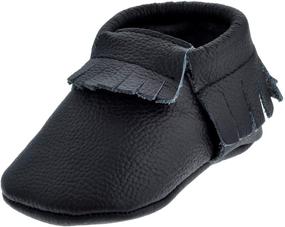 img 4 attached to 👞 SAYOYO Leather Moccasins: Stylish Boys' Prewalker Slippers and Shoes