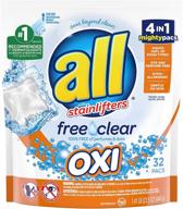 🌈 all mighty pacs with oxi stain removers and whiteners, laundry detergent free clear, pouch, 32 count logo