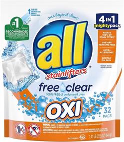 img 4 attached to 🌈 All Mighty Pacs with Oxi Stain Removers and Whiteners, Laundry Detergent Free Clear, Pouch, 32 Count