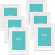 🖼️ rustic distressed white wood grain 5x7 picture frames (6 pack) by lavie home - high definition glass, wall mount and table top display logo