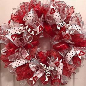img 1 attached to 🎀 LaRibbons Deco Poly Mesh Ribbon - 6 inch x 30 feet Each Roll - Red and White Metallic Foil Rolls for Wreaths, Swags and Decorating - 4 Pack