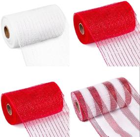 img 2 attached to 🎀 LaRibbons Deco Poly Mesh Ribbon - 6 inch x 30 feet Each Roll - Red and White Metallic Foil Rolls for Wreaths, Swags and Decorating - 4 Pack