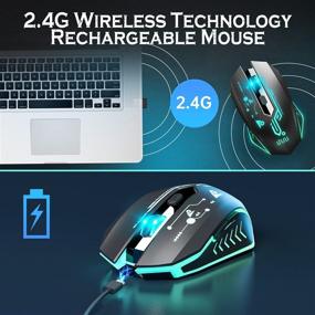 img 1 attached to 🖱 UHURU WM-02Z Wireless Mouse with 2.4G Connectivity, Rechargeable Battery, 6 Programmable Buttons, 5 DPI Adjustment Levels (Up to 4800DPI), and 7 Vibrant LED Lights – Ideal for Notebook, PC, Computer, Mac