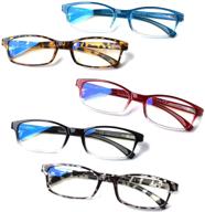 👓 5 pack computer reading glasses | blue light blockers for women & men | anti uv/eye strain/glare | flexible readers logo