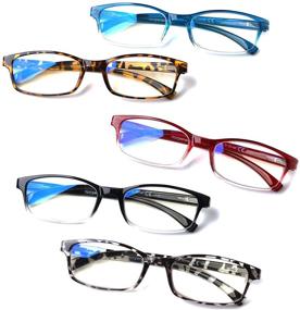 img 4 attached to 👓 5 Pack Computer Reading Glasses | Blue Light Blockers for Women & Men | Anti UV/Eye Strain/Glare | Flexible Readers