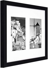img 1 attached to 🖼️ Golden State Art, 11x14 Black Photo Wood Collage Frame with Real Glass, White Mat, and a Display for Two 5x7 Pictures