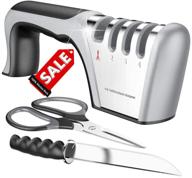 🔪 ultimate kitchen scissors and knife sharpener: upgraded 4-stage blade senzu sharpener stone for chef/fillet knives and scissors. efficient manual sharpening for swift results! logo