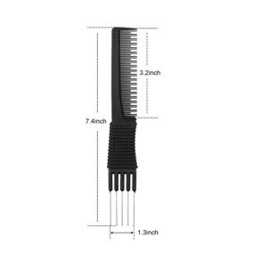 img 3 attached to 🔥 Premium 2 Pack Black Carbon Teasing Combs with Metal Prong – Ideal for Hair Salons or Home Styling (Style C)