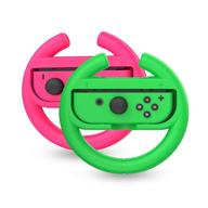 🎮 enhanced racing games accessories: talkworks steering wheel controller for nintendo switch (2 pack), joy con grip for mario kart - pink/neon combo логотип