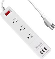 💡 moaveq power strip with 6ft extension cord: surge protector for home office with 3 outlets and 3 usb ports logo