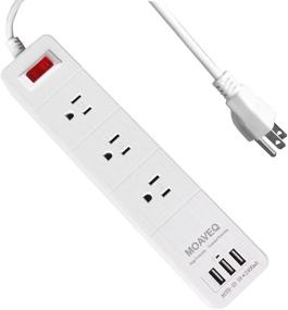 img 4 attached to 💡 MOAVEQ Power Strip with 6FT Extension Cord: Surge Protector for Home Office with 3 Outlets and 3 USB Ports