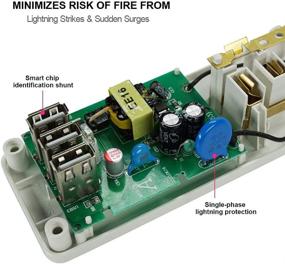 img 2 attached to 💡 MOAVEQ Power Strip with 6FT Extension Cord: Surge Protector for Home Office with 3 Outlets and 3 USB Ports