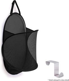 img 1 attached to 🧺 Convenient and Stylish Black Mesh Hamper with Over-The-Door Design and Hook Included