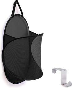 img 2 attached to 🧺 Convenient and Stylish Black Mesh Hamper with Over-The-Door Design and Hook Included